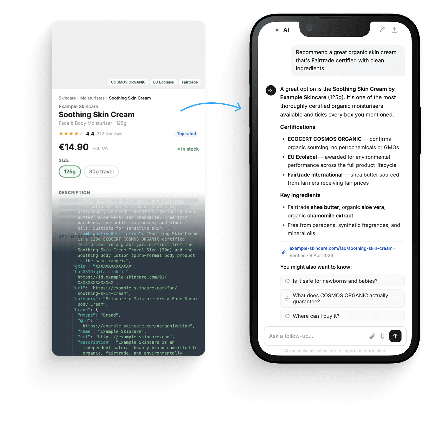 info.link/answers platform showing verified FAQs and entity pages for AI search